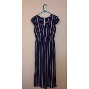 Blue Striped Jumpsuit, Size Medium